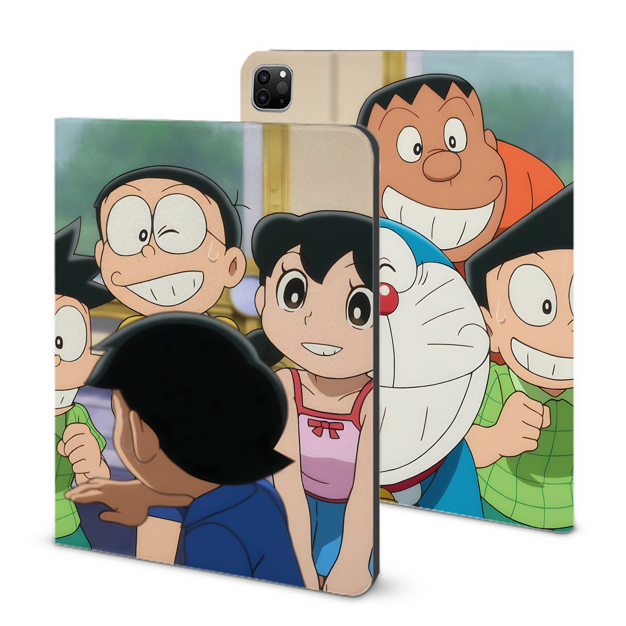 （画像用） ドラえもん Doraemon IPad ケース ブック型 PUレザー TPU 耐衝撃 軽量 薄型 ペン収納なし 全面保護 IPad 各モデル対応